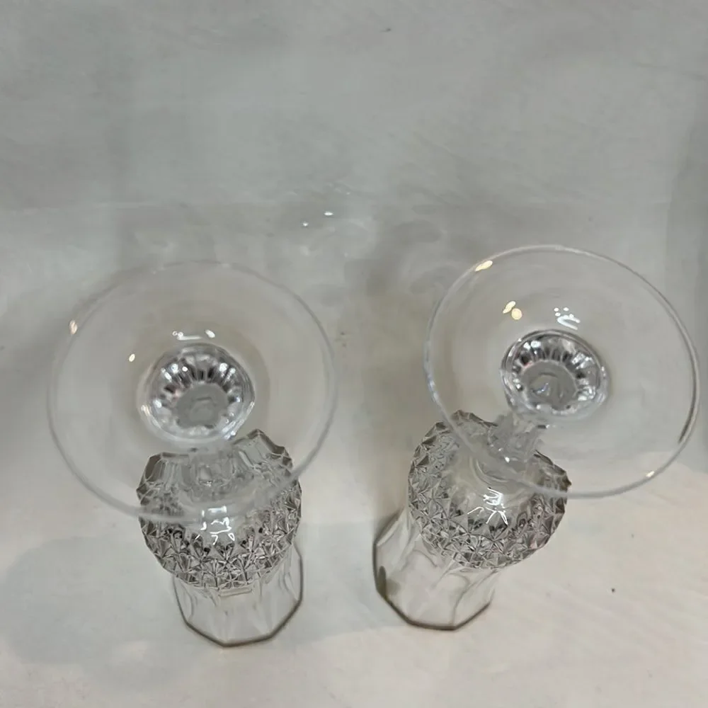 Cristal De Arques Crystal 24 K Gold Trim Long Stem Flutes 8 In Tall 2 In Round
